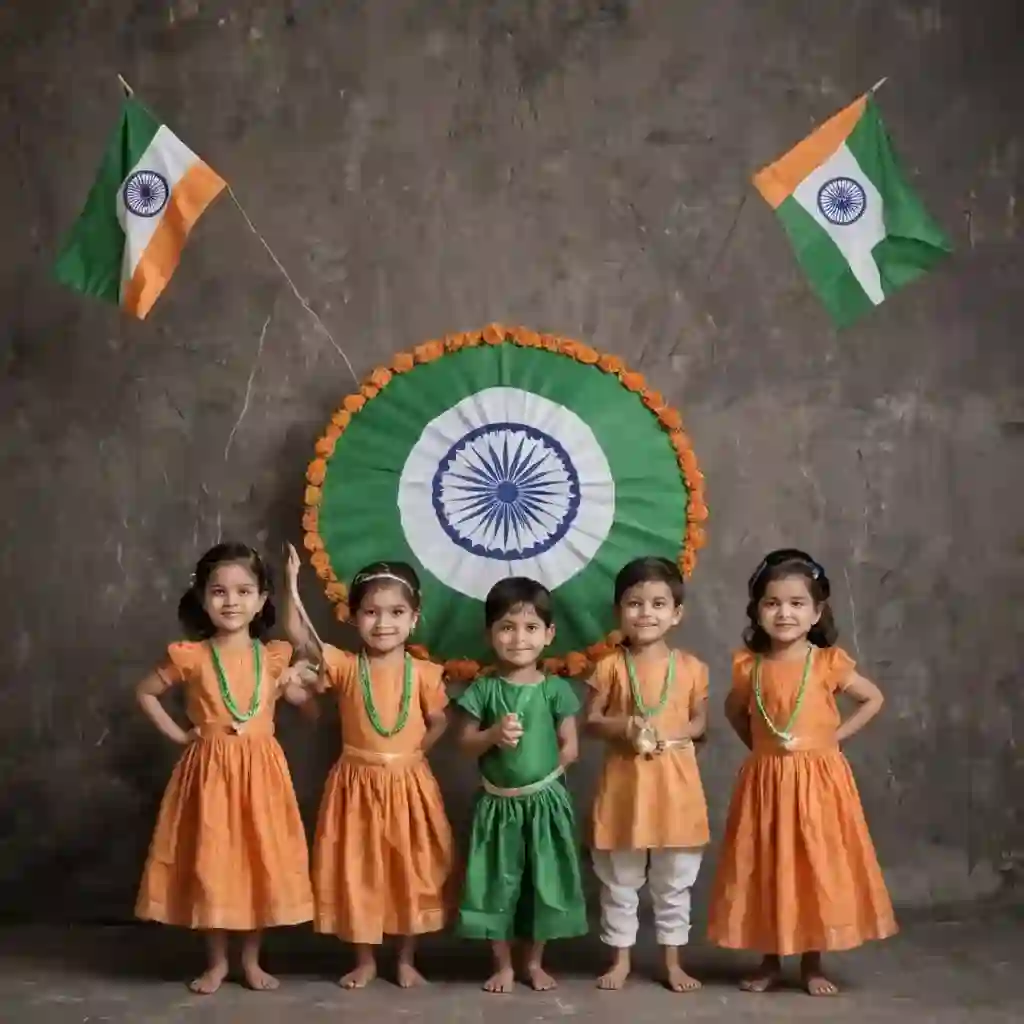 Children celebrating Indian Independence Day